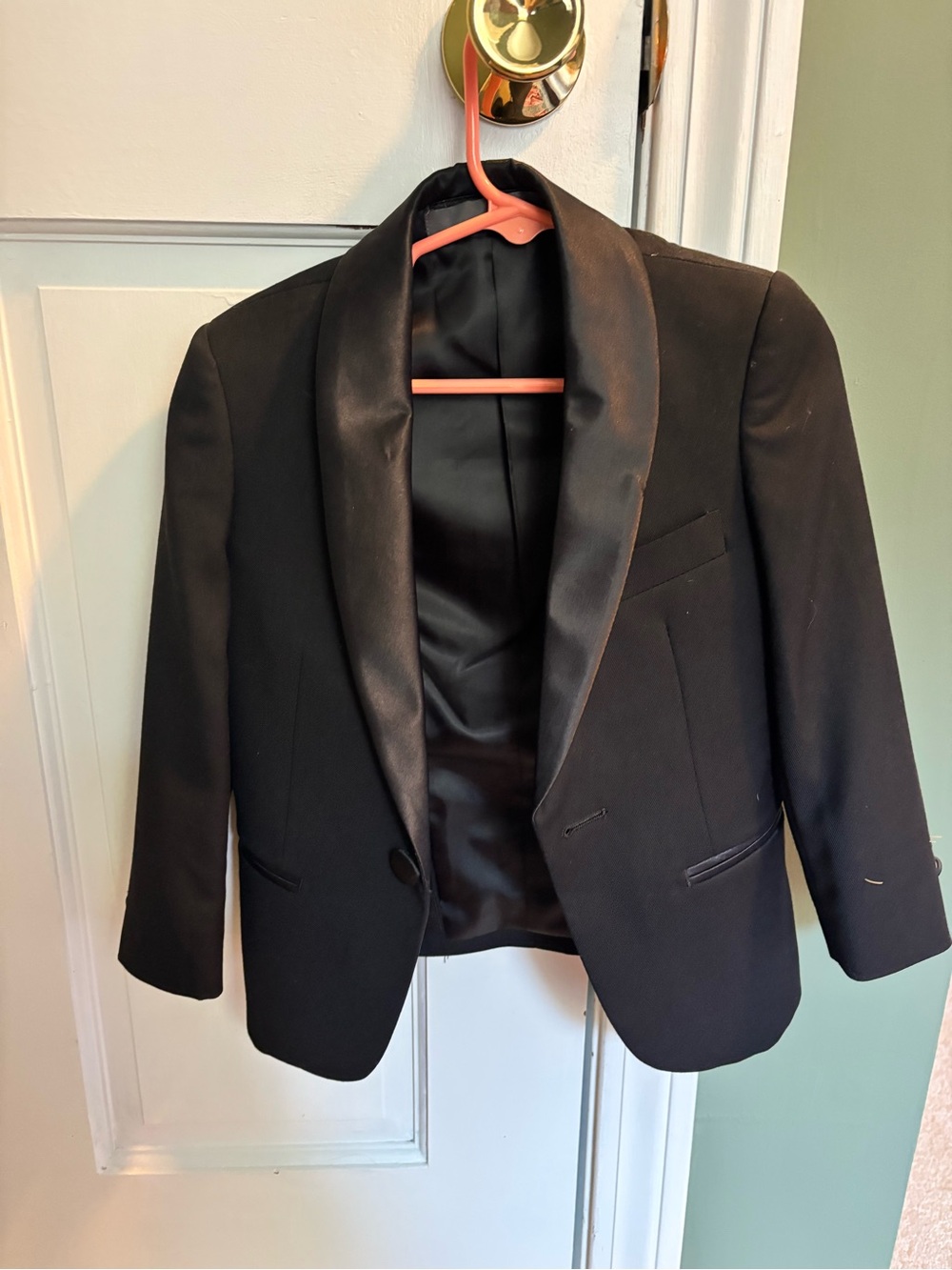 Black Satin Shawl Lapel Tuxedo Blazer - toddler